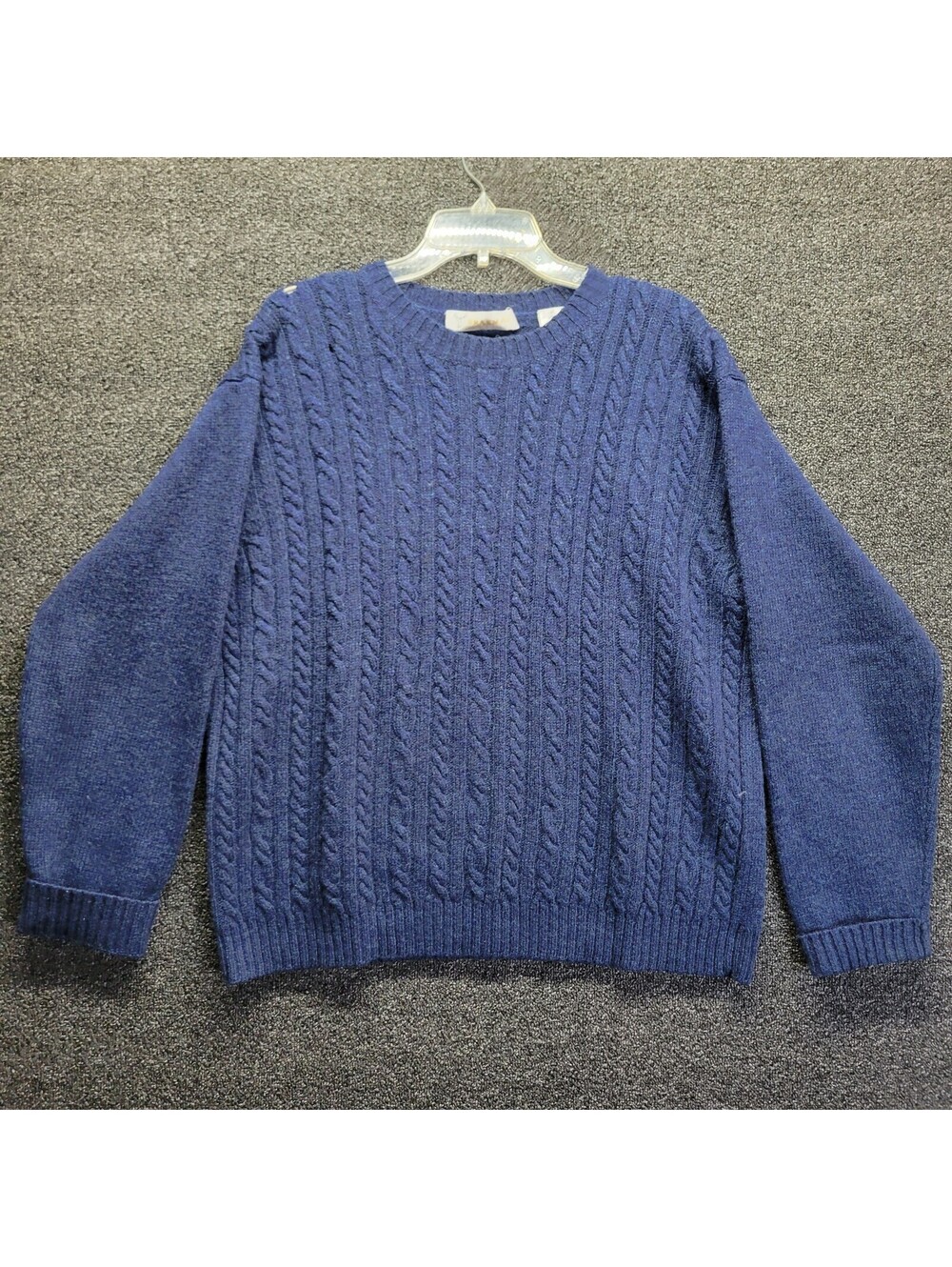 VTG BRAEMAR Raglan Sweater Scottish Lambswool Blue Crewneck Womens Sz M FLAW